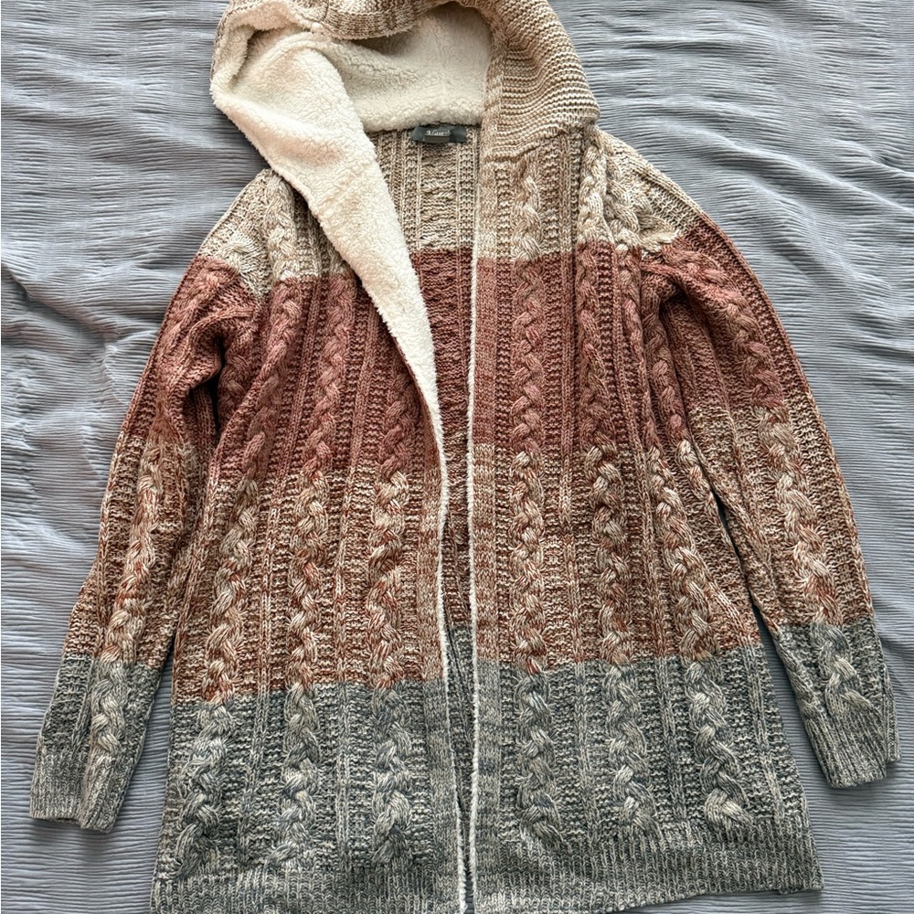 Natural Reflections Pink and Cream Cardigan Sweater with cold weather bundle!